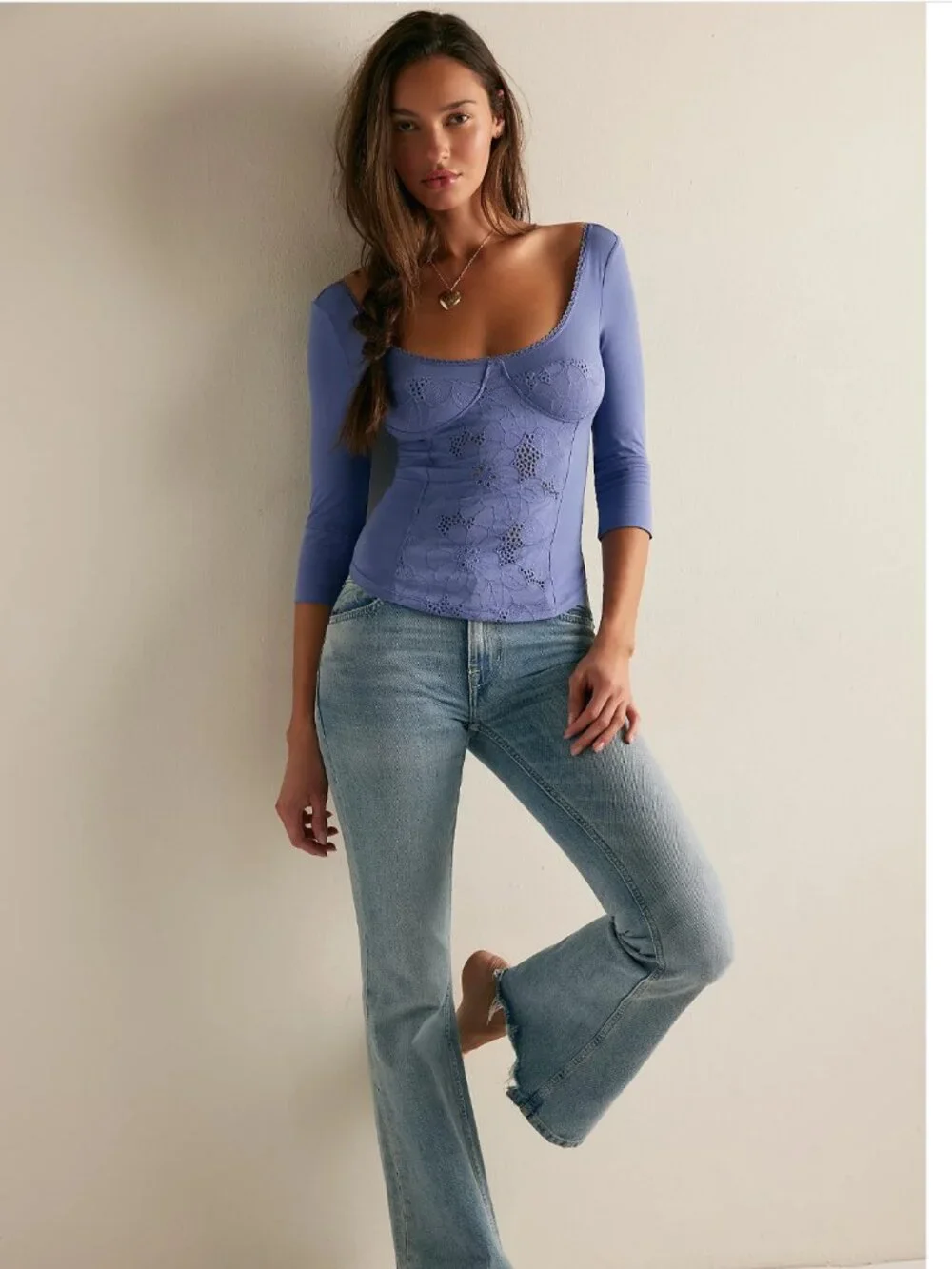 NWT Free People Ever Afternoon Layering Top in Peri